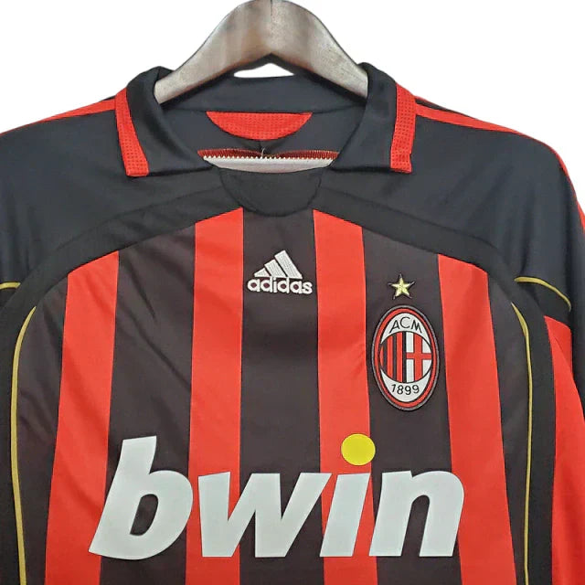 Camisa Retrô Milan I Home 2006/07 Masculino Vermelho e Preto